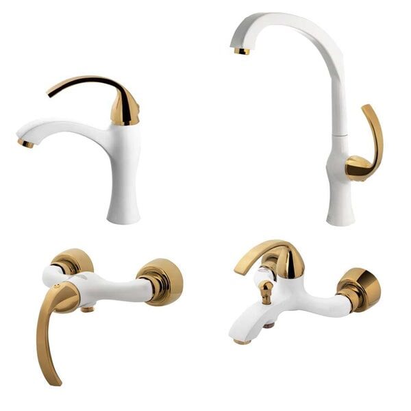 ست شیرآلات اوج مدل ایوانو سفیدطلایی