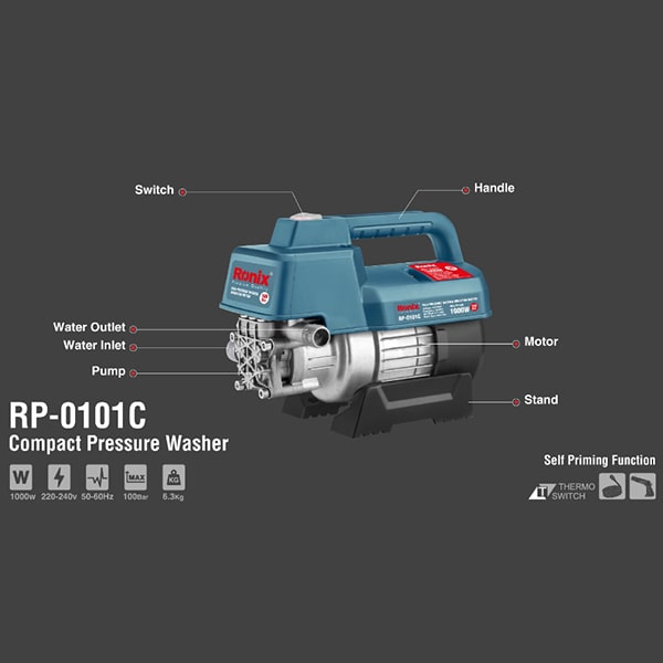 کارواش دینامی کامپکت با قابلیت مکش 100بار رونیکس ( RP-0101c)
