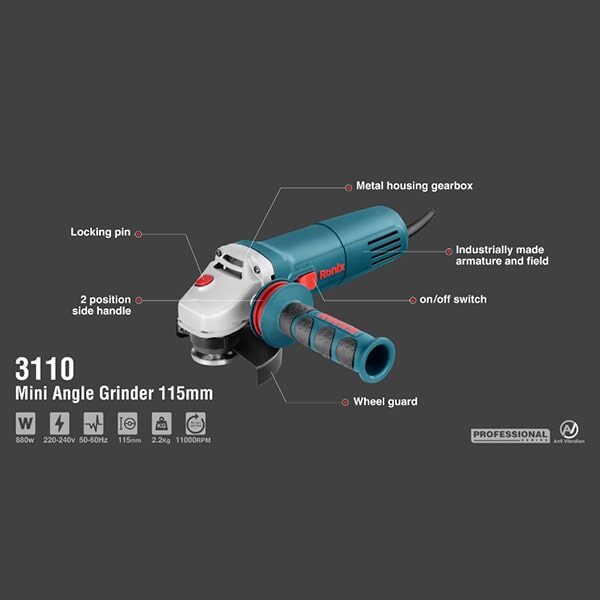 مینی فرز رونیکس 880 وات (3110) 115 mm، صنعتی