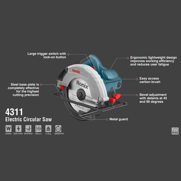 اره گردبر 180 میلیمتری 1500وات رونیکس (4311)